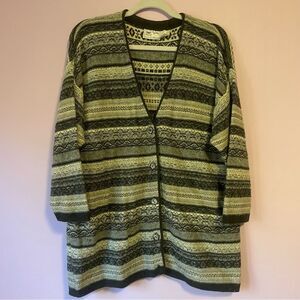 VTG Maglia Donna LP Wool Blend Gray Striped Sweater Knit Cardigan